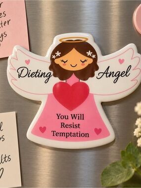 Dieting Angel Magnetic Plaque - Pink